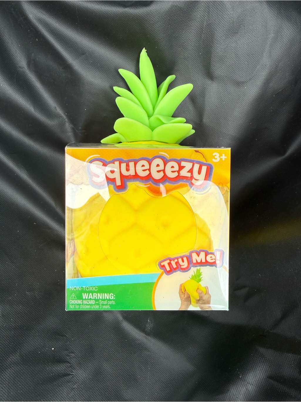 Sunny Days Squeeezy Pineapple Squishy Toy - Yellow & Lime Green (Non-Toxic)